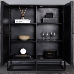 Comoda inalta design industrial vintage Barracuda 120cm, maro - Img 7
