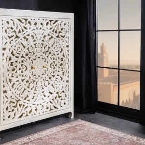 Comoda inalta design oriental MARRAKECH 140cm, alb - Img 2
