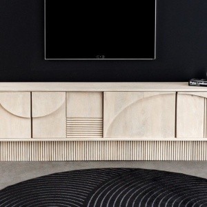 Comoda TV cu model optic 3D Art Deko 200cm Mango - Img 6