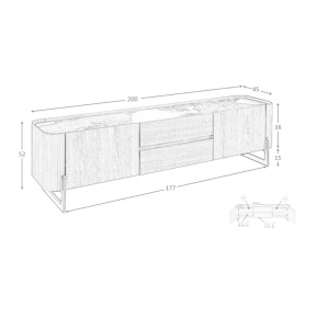 Comoda TV deosebita design LUX Walnut-Marble - Img 8