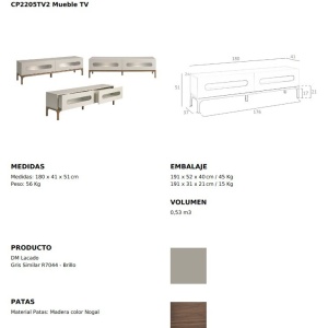 Comoda TV design modern cu iluminare interioara Gray and Walnut - Img 9