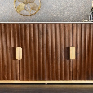 Comoda TV design retro Gatsby 180cm mango/ marmura alba - Img 6