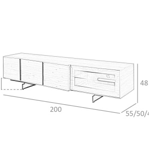 Comoda TV moderna cu design original si iluminat LED Wood - Img 5