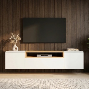Comoda TV suspendata LOFT 160cm natur/ alb