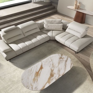Consola cu blat din marmura portelanata Walnut 180x45cm - Img 8
