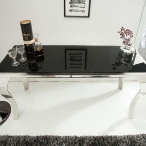Consola eleganta cu picioare curbate din otel inoxidabil lustruit, Modern Barock negru - Img 3