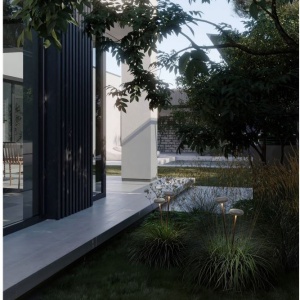 Corp iluminat exterior decorativ cu tarus CAMI H-110cm, ciment negru - Img 5