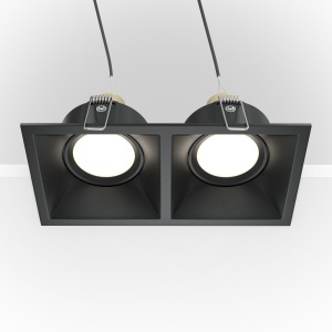 Corp incastrabil cu 2 spoturi directionabile design tehnic Dot negru