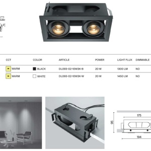 Corp incastrabil cu 2 spoturi LED directionabile Metal Modern negru 231299 universul-luminii.ro