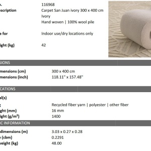 Covor design LUX tesut manual San Juan 300x400cm - Img 2