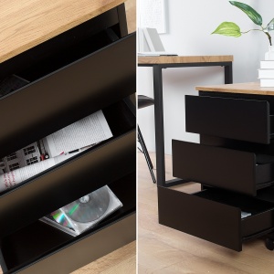 Dulapior cu sertare si role, modern si functional, Big Deal negru/ stejar - Img 3