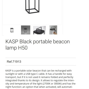 Felinar / Lampa LED solara portabila iluminat exterior decorativ IP65 KASP H-50cm 92479 universul-luminii.ro