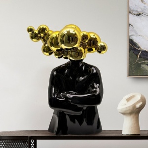 Figurina decorativa, Bust barbat auriu cu negru Bubble Man