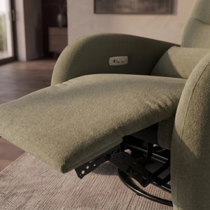 Fotoliu cinema PRIORITY verde, pivotant, functia electrica relax, port USB - Img 5