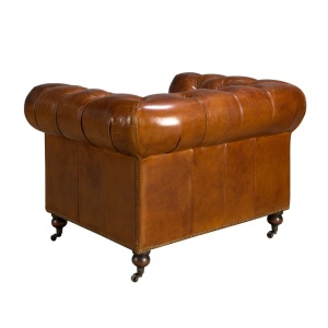 Fotoliu design italian Chesterfield piele maro - Img 2