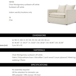 Fotoliu design LUX Montgomery, Sunbeam off-white - Img 9