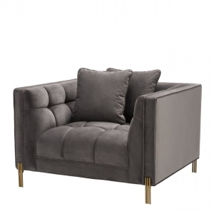 Fotoliu elegant design LUX Sienna, catifea gri 113196 HZ