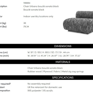 Fotoliu elegant design LUX Urbano, Boucle sonata black - Img 8
