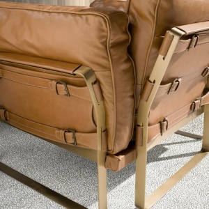 Fotoliu LUX design italian Cowhide camel - Img 8