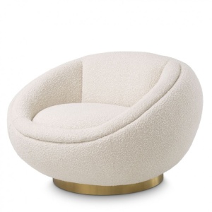 Fotoliu pivotant design elegant Bollinger, crem boucle 114819 HZ