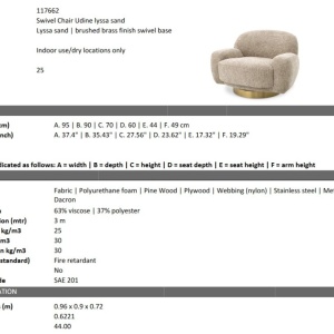 Fotoliu pivotant design elegant LUX Udine, Lyssa sand - Img 7