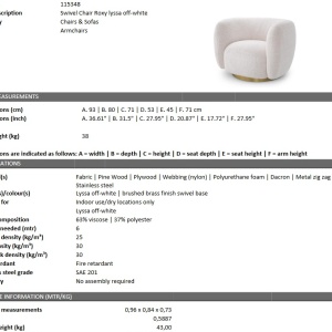 Fotoliu pivotant design elegant Roxy, lyssa off-white 115348 HZ - Img 6