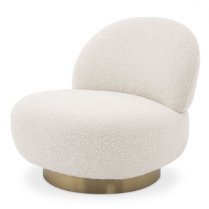 Fotoliu pivotant design LUX Clement boucle crem 114306 HZ