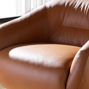 Fotoliu pivotant design LUX, Piele naturala, Cowhide maro - Img 6