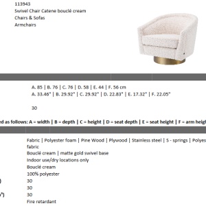 Fotoliu rotativ design lux Catene auriu finisaj mat/ crem 113943 HZ - Img 6