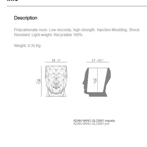 Ghiveci de flori finisaj lucios design decorativ modern pentru amenajari interioare si exterioare, ADAN PLANTER MINI 49068F Vondom - Img 6