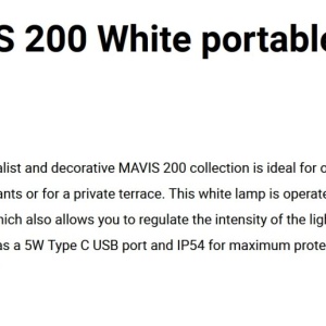 Lampa de exterior portabila IP54 MAVIS 200 alba - Img 4
