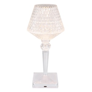 Lampa de masa cu baterii, plastic transparent cu efect de cristal Gixi alb 136049 universul-luminii.ro