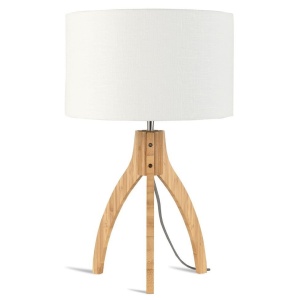 Lampa de masa cu trepied, realizata din materiale naturale, durabile si ecologice, Annapurna alb