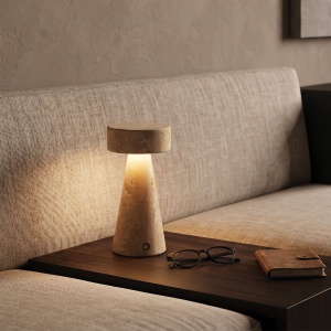 Lampa de masa portabila din travertin LITHO