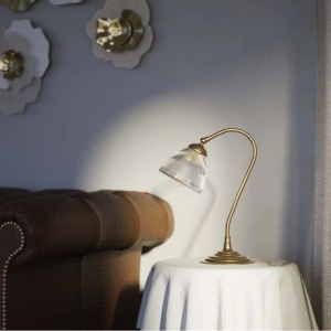 Lampa de masa stil neoclasic din alama si sticla Elide - Img 9