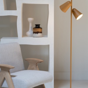 Lampa de podea cu doua spoturi directionabile Salamanca galben mustar 248799 universul-luminii.ro