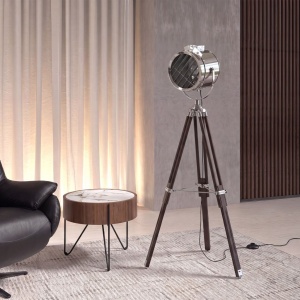 Lampa de podea cu trepied design industrial Chrome steel