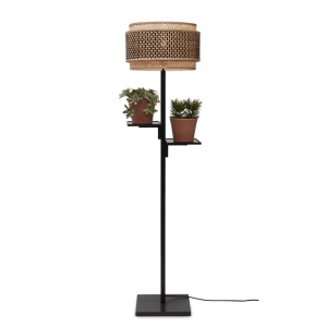 Lampa de podea eco din bambus cu 2 rafturi Bhutan 40x25 negru