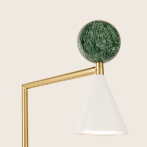 Lampa de podea LED metal auriu, marmura verde Mara - Img 2