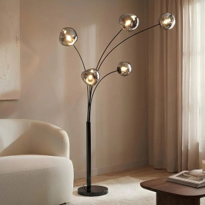 Lampa de podea moderna cu 5 globuri sticla fumurie LIQUID DIAMOND - Img 5