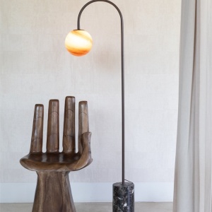 Lampa podea din marmura si sticla maro Tivoli 248789 universul-luminii.ro