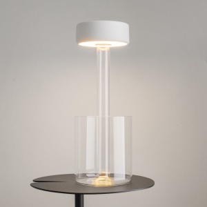Lampa portabila cu baterii cu baza in forma de vaza AI design alb/ transparent 150689 universul-luminii.ro