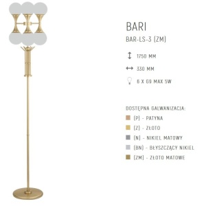 Lampadar cu 3 brate design LUX realizat manual BARI 109489 universul-luminii.ro