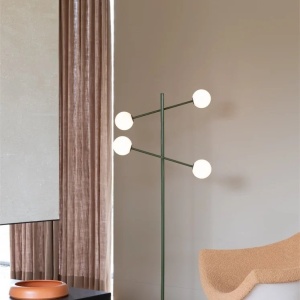 Lampadar cu 4 globuri sticla si metal verde Copenhagen 248449 universul-luminii.ro