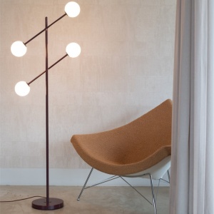 Lampadar cu 4 globuri sticla si metal visiniu Copenhagen 248399 universul-luminii.ro