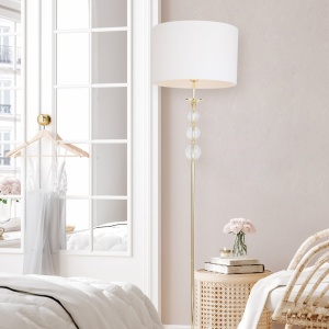 Lampadar design elegant REA alb/auriu - Img 2