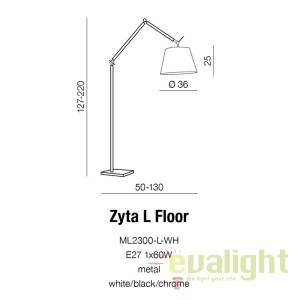 Lampadar directionabil design modern ZYTA L negru 183959 universul-luminii.ro