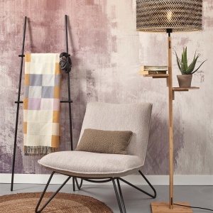 Lampadar eco din bambus cu 2 rafturi Java nat/50x22, natur/ negru 231979 universul-luminii.ro