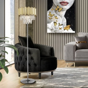 Lampadar/Lampa de podea design elegant Tiara crom/auriu - Img 3