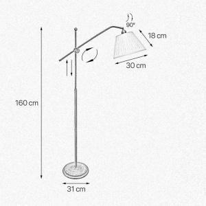 Lampadar, Lampa de podea design italian clasic Brass - Img 3